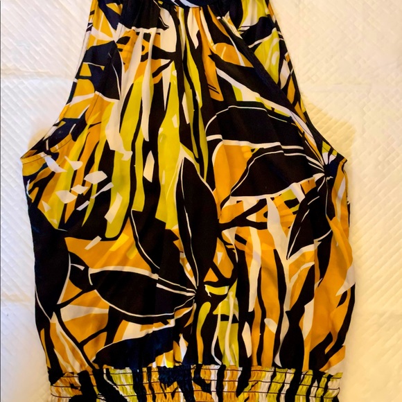 Caché 100% silk vintage Y2K Floral Halter high Neck Smocked waist top XS - Picture 4 of 7